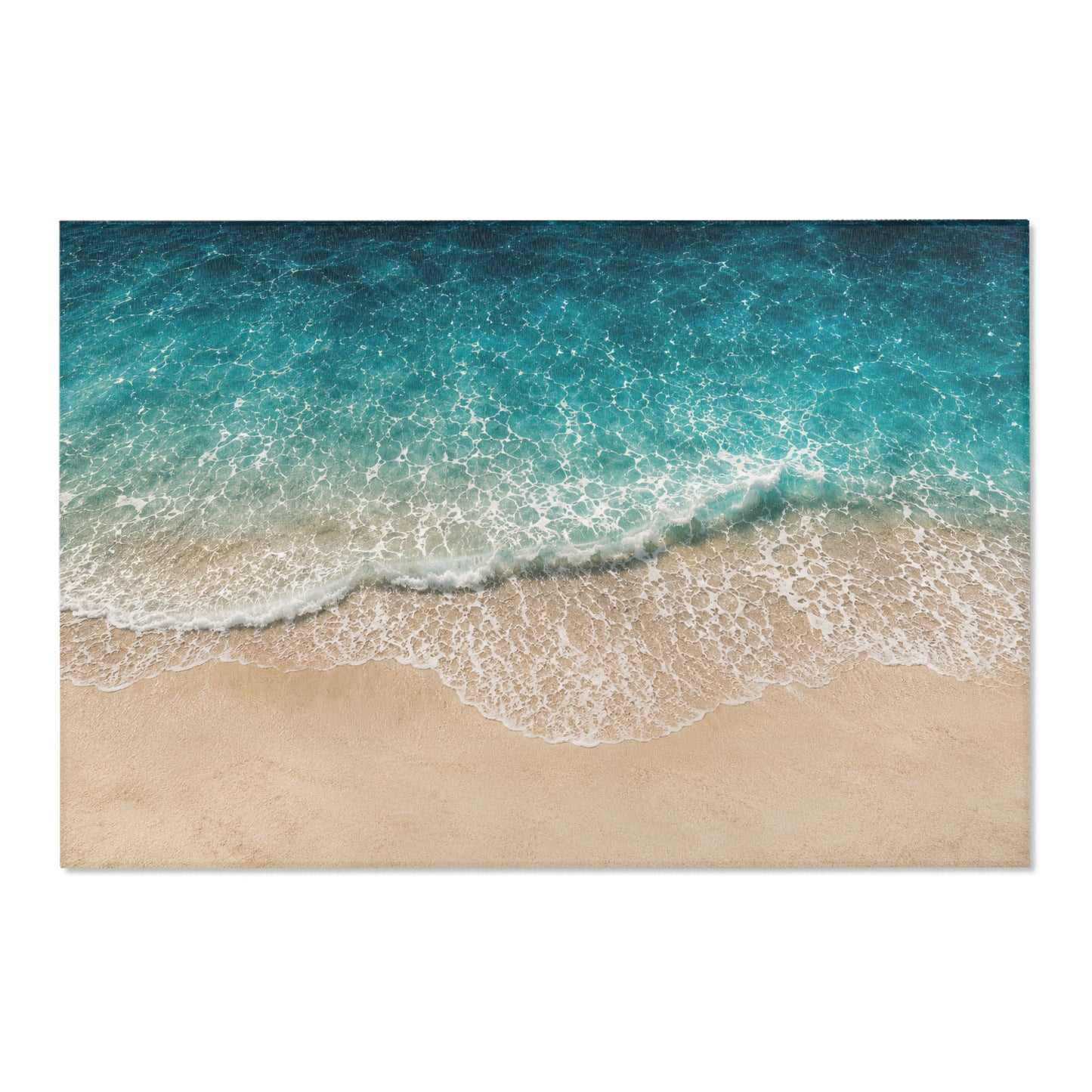 Coastal Shoreline Area Rug — Beach Wave Ocean Print