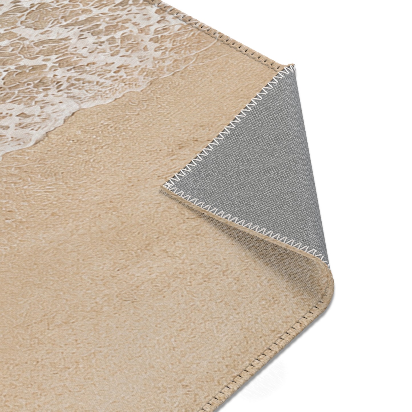 Coastal Shoreline Area Rug — Beach Wave Ocean Print