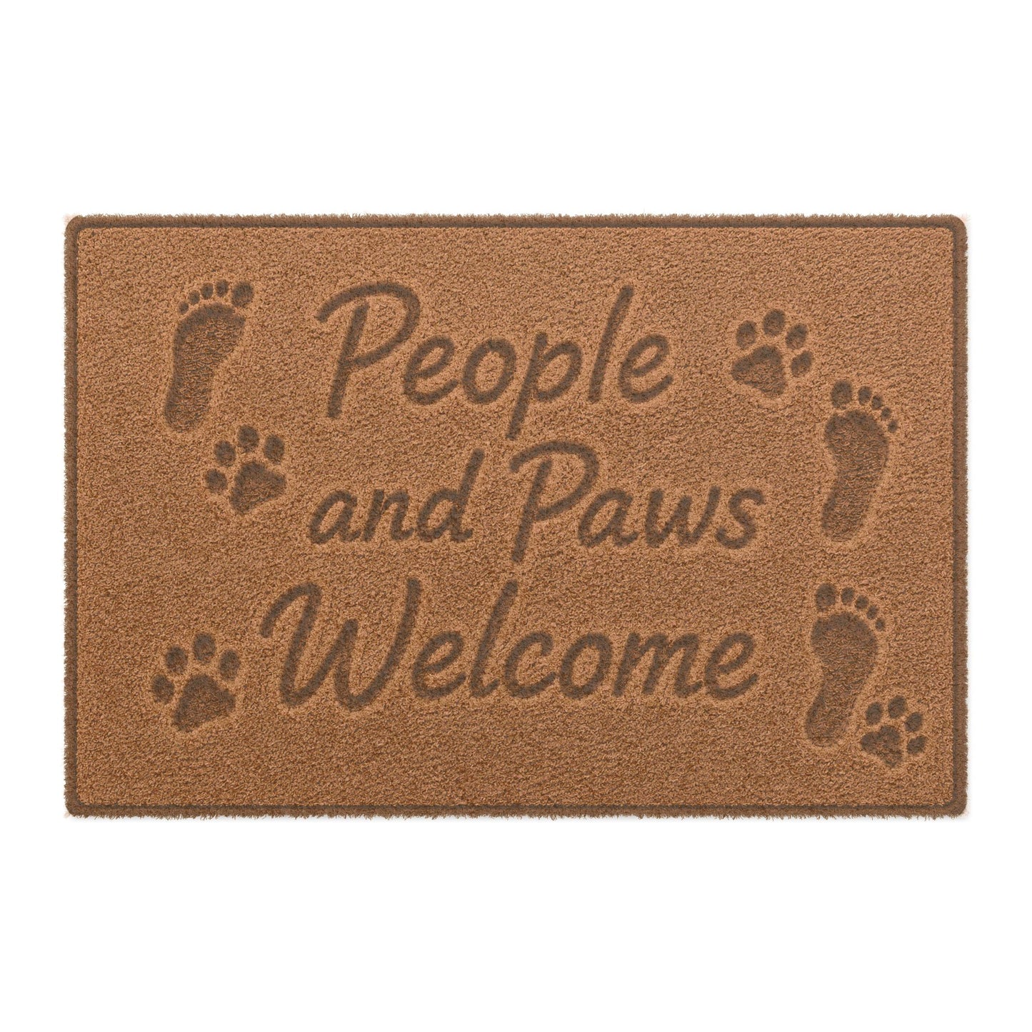 People and Paws Welcome Doormat | Pet Paw Print & Footprint Coir Mat